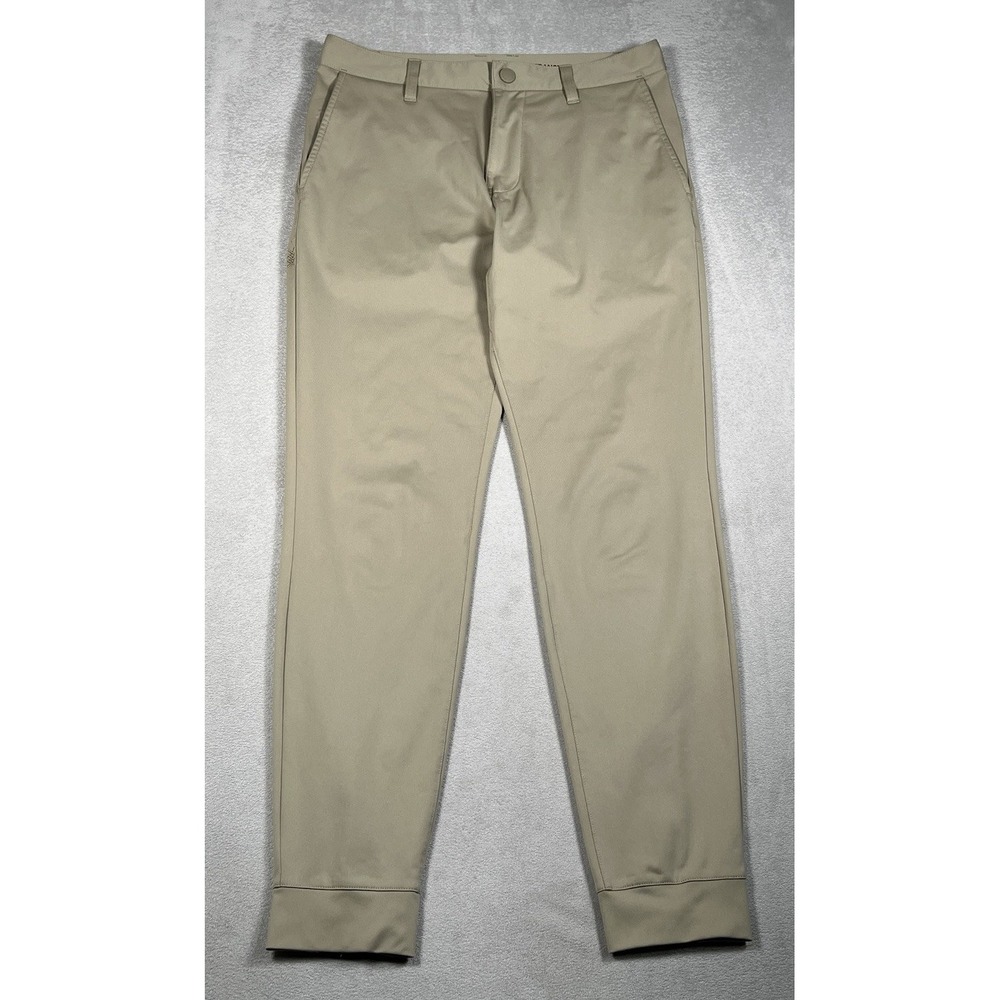 Rhone Mens Size 28 Golf Jogger Pants Khaki Beige Technical Stretch Ankle Zip - Picture 2 of 10